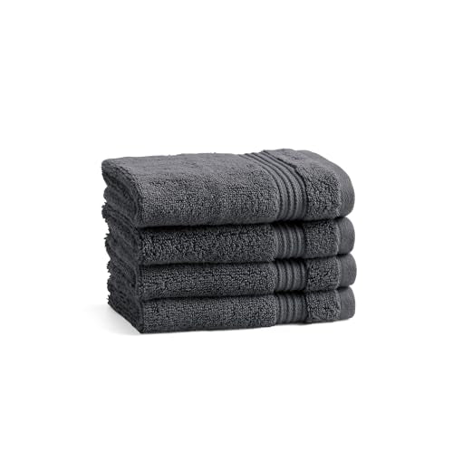 Ted Baker 4-Pack Cotton Washcloth Set Soft Highly Absorbent 13x13 Dark Grey - color: Grey, size: Washcloth Set - 4 Piece