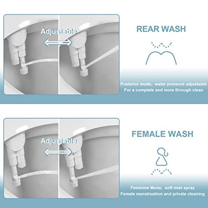 Non Electric Bidet Attachment for Toilet Seat Adjustable Water Pressure Nozzle Bidet Sprayer BBCBBZ