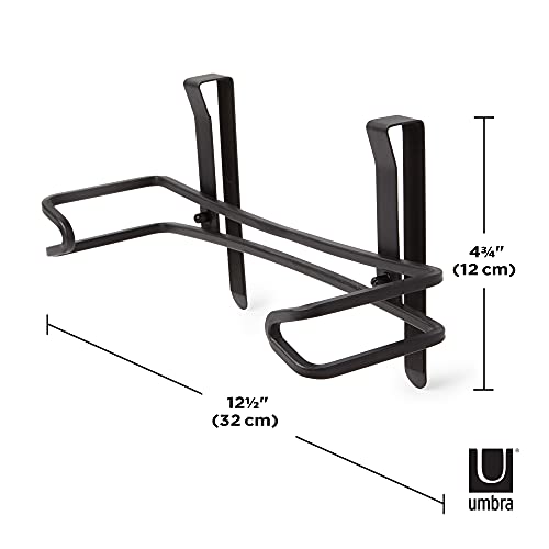 Umbra Squire Paper Towel Holder, Under Cabinet Wall Mount Steel, Black | Bent metal, space saving compact size, hangs over door or shelf, low waste finish, fits kitchen or bath
