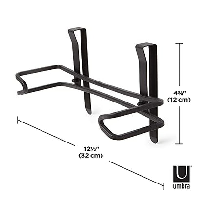 Umbra Squire Paper Towel Holder, Under Cabinet Wall Mount Steel, Black | Bent metal, space saving compact size, hangs over door or shelf, low waste finish, fits kitchen or bath
