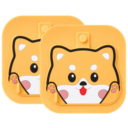 2Pack Square Shower Drain Hair Catcher for Bathtub and Shower | Khaki thick silicone, cartoon animal design, reusable hair stopper for floor drains, kitchen laundry room utility use - color: Yellow