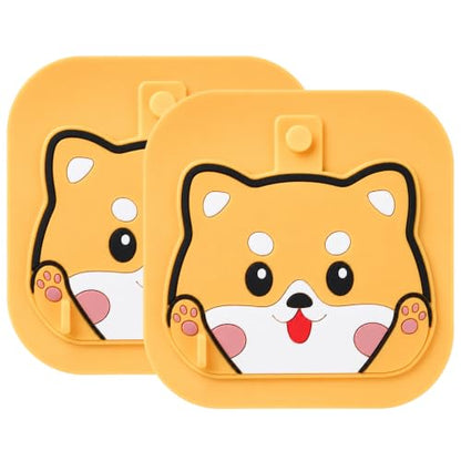 2Pack Square Shower Drain Hair Catcher for Bathtub and Shower | Khaki thick silicone, cartoon animal design, reusable hair stopper for floor drains, kitchen laundry room utility use - color: Yellow