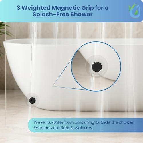 SUSTAINAURA® Essential Frosty Shower Curtain Liner 72x72 – Waterproof, Quick Dry, Odor Free, Eco Friendly, Non-Toxic with 3 Weighted Magnets & 12 Rustproof Grommets Bathroom Accessories - color: 2c Essential Peva Frosty