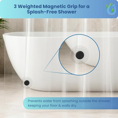 SUSTAINAURA® Essential Frosty Shower Curtain Liner 72x72 – Waterproof, Quick Dry, Odor Free, Eco Friendly, Non-Toxic with 3 Weighted Magnets & 12 Rustproof Grommets Bathroom Accessories - color: 2c Essential Peva Frosty