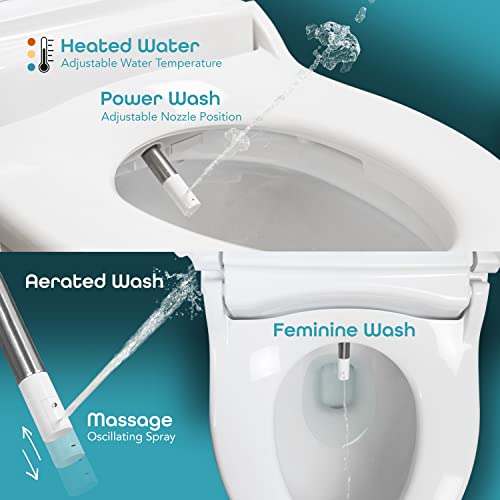 BidetMate 1000 Series Electric Bidet Toilet Seat, Heated Water, Remote | Instant warm-water wash, heated seat, air dryer, and self-cleaning nozzle. Wireless remote. Fits elongated toilets. - style: 1000 Series | Elongated | Remote
