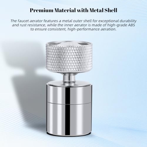 Hibbent Dual-function Solid Faucet Aerator, Big Angle Rotate Metal Kitchen Sink Aerator 360 Degree Swivel Sink Sprayer Attachment-55/64 Inch Female Thread-Chrome - color: Chrome, style: Classic Aerator with 1 Swivel Joint