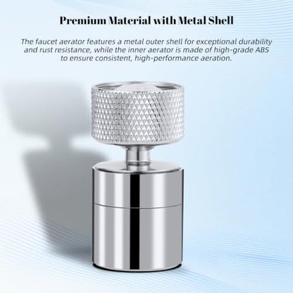 Hibbent Dual-function Solid Faucet Aerator, Big Angle Rotate Metal Kitchen Sink Aerator 360 Degree Swivel Sink Sprayer Attachment-55/64 Inch Female Thread-Chrome - color: Chrome, style: Classic Aerator with 1 Swivel Joint