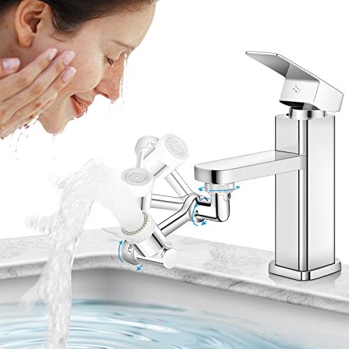 Faucet Extender,1080° Extension Faucet Aerator Large-Angle Rotating Splash Filter Faucet Aerator,Dual-function Swivel Robotic Arm Swivel Sink Aerator Sprayer Head for Kitchen,Eye Washing - color: Silver, style: 1-pcs