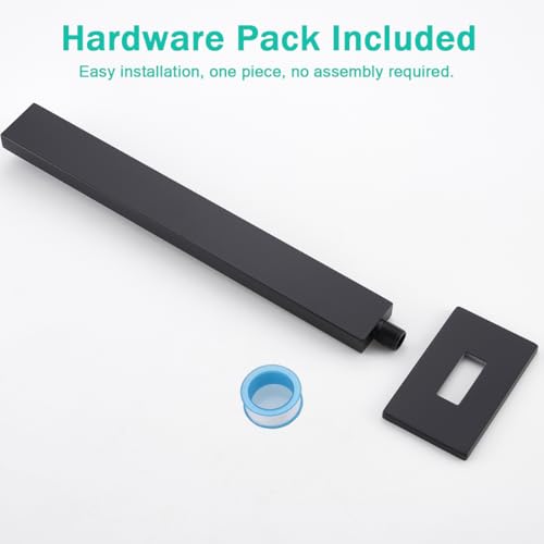 16 Inch Shower Arm With Flange, Wall-Mounted Rain Shower Head Extension Arms,Made of Thicken Stainless Steel for Bathroom Rainfall Shower,Matte Black,SE-91118-16MB - color: Matte Black(91118)