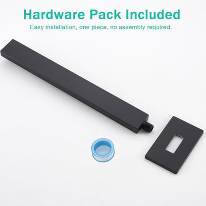 16 Inch Shower Arm With Flange, Wall-Mounted Rain Shower Head Extension Arms,Made of Thicken Stainless Steel for Bathroom Rainfall Shower,Matte Black,SE-91118-16MB - color: Matte Black(91118)