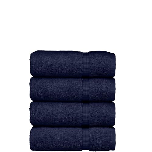 Luxury Hotel & Spa Ultra Soft Hand Towels 100% Turkish Cotton - Navy - Set of 4 - color: Navy, size: Hand Towel - Set of 4