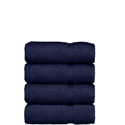 Luxury Hotel & Spa Ultra Soft Hand Towels 100% Turkish Cotton - Navy - Set of 4 - color: Navy, size: Hand Towel - Set of 4