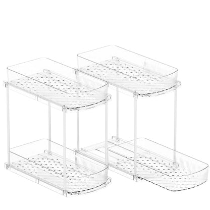 2 Pack 13.8″ Deep 2 Tier Under Sink Storage Organizer,Large Pull Out Bathroom Organizers and Storage,Slide Out Acrylic Undersink Storage Shelf,Kitchen Under Sink Organizer for Cleaning Products - style: 2 Pack-2 Tier