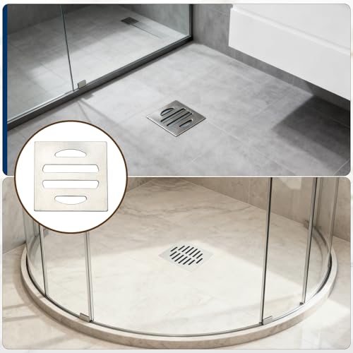 uxcell 2 Pcs Square Floor Drain Cover, Stainless Steel Shower Hair Catcher Drain Grate for Small Lawns, Bathroom Covers, Kitchen Floor Drains, Silver Tone(3 Inches) - size: 3 Inches