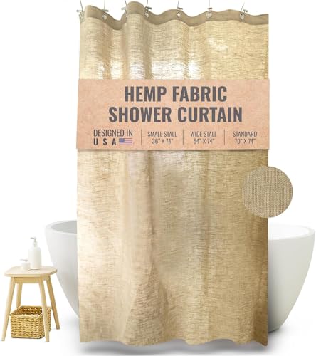 Bean Products Natural Hemp Bathtub Shower Curtain Liner - 70x74 | Non Toxic, Eco Friendly, Mildew Resistant Cloth Shower Cutain Liner - Washable, Quick Dry, Breathable, Odor Free, No Plastic - color: Hemp Natural, size: 70"W x 74"L (Pack of 1)