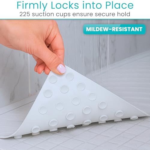 Vive Non-Slip Bath Mat with Suction Cups - 28" x 16" Extra Large Rubber Mat for Safety & Comfort - Patented Grip Prevents Slips and Falls for Kids, Elderly, Men, Women - XL Non Skid Shower & Tub Cover | For Safety & Comfort - Patented Grip Prevents Slips
