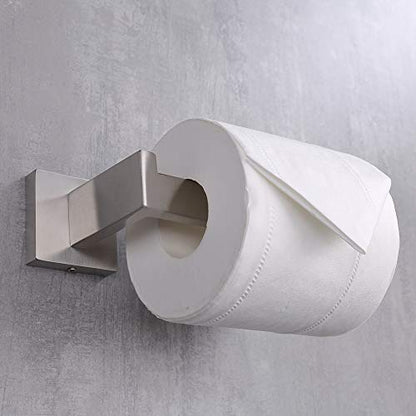 TASTOS Toilet Paper Holder Brushed Nickel, Toilet Tissue Roll Holders Dispenser and Hangers Wall Mounted for Bathroom & Kitchen, Stainless Steel Modern Square Style (Silver) - color: Brushed, size: Square (1 pack)