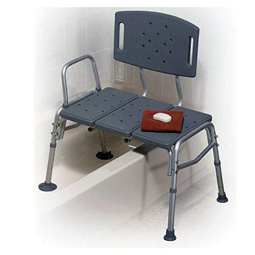 HEALTHLINE Transfer Bench Adjustable Height 500 Lbs, Heavy Duty Bariatric Tub Transfer Bench with Back, Non-Slip Seat, Bath Shower Bench Chair for Bathroom for Elderly Disabled