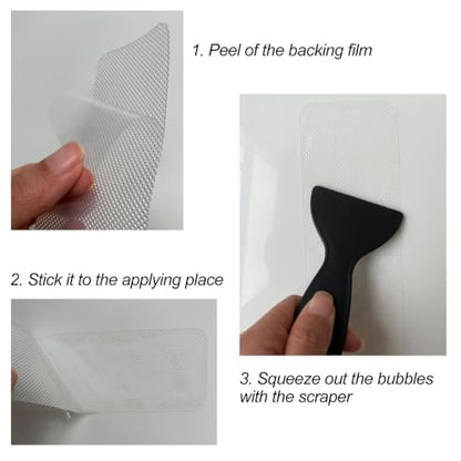 Venupple Anti-Slip Shower Stickers, Non-Slip Bath Strips (6, Transparent) | Clear Shower Stips Bathtub Stickers with Scraper for Bathroom, Bathtub, Showers, Pools, Stairs