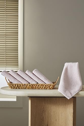 Ozdilek 6-Piece Washcloth Set 13x13 Towels 100% Turkish Cotton, Soft, Absorbent, Gentle on Sensitive Skin, Multi-Purpose Use, Washable, Reusable, Ideal for Baby Care & Spa 6 Towels (Mauve Pink) - color: Mauve Pink