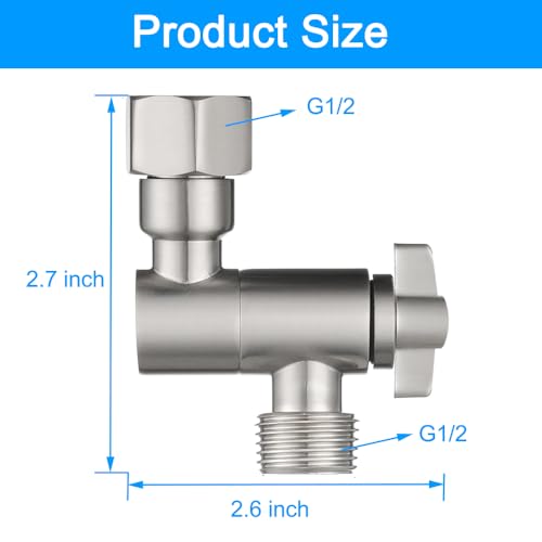 All Metal Adjustable Shower Angle Adapter, 360° Adjustable Swivel Shower Head Elbow Adapter, Shower Head Extension Adapter, Shower Arm Extension for Fixed Rain Showerhead, Brushed Nickel
