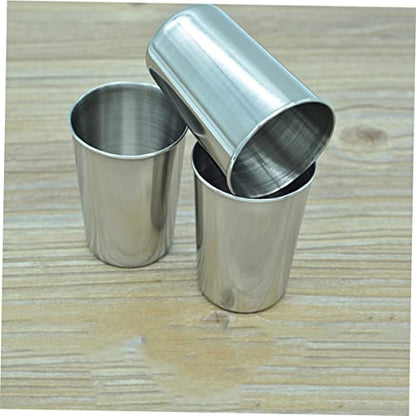 Healifty 2pcs Stainless Steel Tumbler Cup Bathroom Drinking Cups for Water Juice Beer and Easy to Clean Stylish Design for Home and Travel - size: 6X6cm