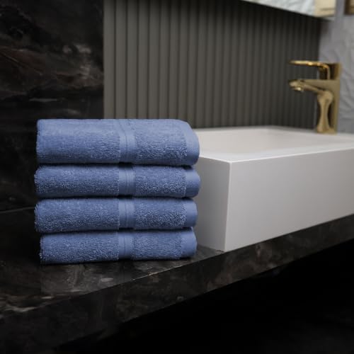 Soft & Thick Wash Cloths Set of 4 (12" x 12") Hotel Quality, Versatile as, Make Up Towels, Cozy Wash Cloths, Face Drying Towels, Towels for Bathroom, Washcloths for Bathroom - Sky Blue - color: Sky Blue