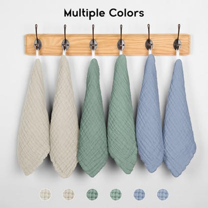 Unnivoll Muslin Burp Cloths Baby 12''X12'', Baby Washcloths 6 Pack, 100% Cotton Baby Wash Cloths Absorbent and Soft for Newborn Infants Kids Boys Girls - Apricot Green Sapphire Blue - color: Apricot Green Sapphire Blue