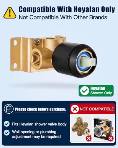 Heyalan 10 Inch Square Rain Shower Faucet Set with Valve, Matte Black | Female-thread 1/2-inch NPT connections, SUS304 shower head, brass rough-in valve, single-handle control Shower Set - color: Black, size: 10 Inch Square Shower Head