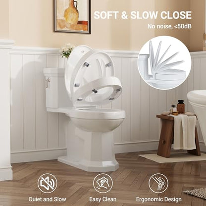 Raised Toilet Seat for Seniors, Elongated Elevated Toilet Seat with Soft Close Lid, Quick Release & Easy Installation, Easy to Clean - Ideal for Elderly, White - style: Raised Toilet Seat