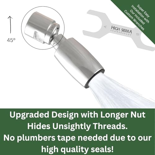 High Sierra® Classic™ Solid Metal 1.25 GPM Award Winning, Ultra Low Flow Shower Head. Patented Nozzle Never Clogs. Long Nut Hides Shower Arm Threads. Polished Chrome Finish - color: Chrome, size: 1.25 GPM