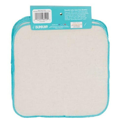 Bumkins Reusable Flannel Baby Wipes, 12 Count, Natural