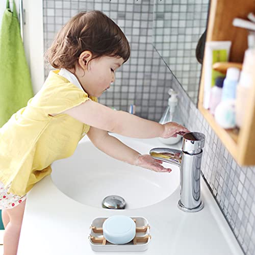 Soap Dishes for Bar Soap,2Pcs/Set Bathroom Soap Holder, Bamboo Soap Dishes Holder for Bathroom Shower, Sink Soap Dish, White&Black Soap Tray（White&Black） - color: Black&white