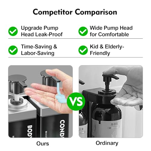 3 Chamber Wall Mount Shampoo and Conditioner Dispenser | 17oz Per Chamber Key Lock Large Pump Refillable ABS Bottle Set For Bathroom Hotel Gym RV Daily Use Silver - color: Silver, size: 3