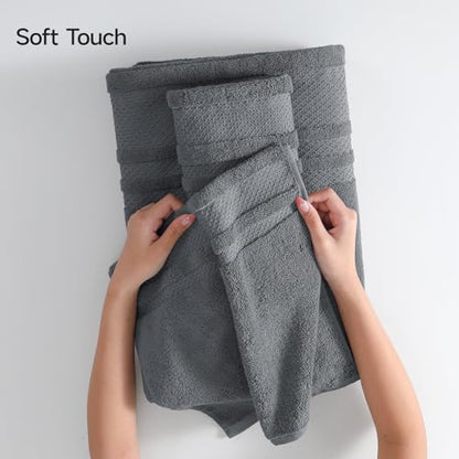 REDKISS 6 Piece Towel Set for Bathroom, 100% Cotton Hotel Collection, Soft Absorbent Quick-Dry, 700 GSM, Gray - color: Gray