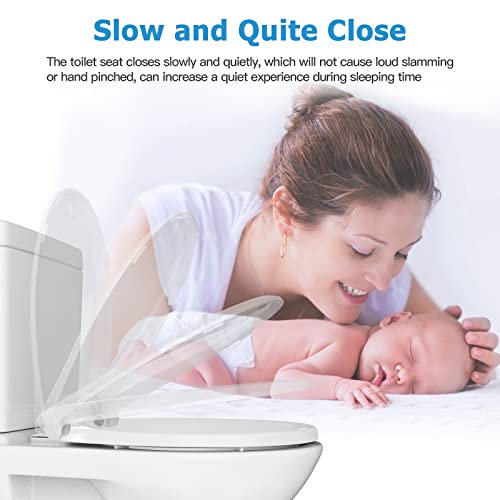 GarveeTech Round Toilet Seat with Built-in Toddler Seat & Slow Close - Potty Training Toilet Seat for Adult and Child, Magnetic Hinge, Safe PP Material, Easy to Clean, White - color: White-2, size: Round with Toddler Seat
