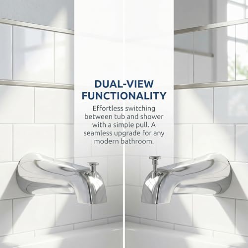 Tub Spout Diverter Universal Fits 1/2'' Copper Pipe 1/2'' IPS and 3/4'' IPS Bathtub Faucet Replacement with Adapters with Diverter Chrome