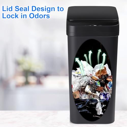 Anborry Bathroom Automatic Trash Can 3 Pack 2.2 Gallon Motion Sensor Touchless Small Slim Garbage Can with Lid Smart Electric Narrow Garbage Bin for Bedroom Living Room Office Kitchen (Black) - color: 3 Pack 2.2 Gallon & 2.2 Gallon & 2.2 Gallon Black
