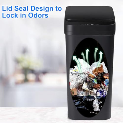 Anborry Bathroom Automatic Trash Can 3 Pack 2.2 Gallon Motion Sensor Touchless Small Slim Garbage Can with Lid Smart Electric Narrow Garbage Bin for Bedroom Living Room Office Kitchen (Black) - color: 3 Pack 2.2 Gallon & 2.2 Gallon & 2.2 Gallon Black