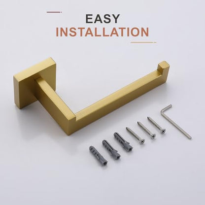 TASTOS Toilet Paper Holder Brushed Gold, Toilet Tissue Roll Holders Dispenser and Hangers Wall Mounted for Bathroom & Kitchen, Stainless Steel Modern Square Style 2 Pack - color: Brushed Gold, size: Square (2 pack)