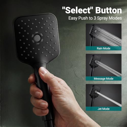 12" XXL Rainfall Shower Head with Handheld Combo Set, Matte Black | High Pressure, Magnetic Docking, Air-Infusion Tech, Anti-Leak One-Piece Design, Dual Square Showerhead - color: Matte Black