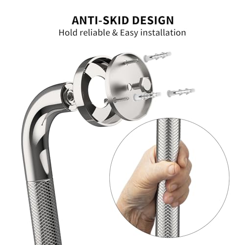 32 Inch Polished Chrome Shower Grab Bar with Anti-Slip Knurled Grip | YuanDe Stainless Steel Bathroom Grab Bars,Shower Handrail Support, Handicap Elderly Balance Assist Handles-2Packs - color: Chrome, size: 32inch-2Pack