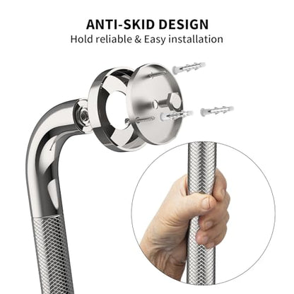 32 Inch Polished Chrome Shower Grab Bar with Anti-Slip Knurled Grip | YuanDe Stainless Steel Bathroom Grab Bars,Shower Handrail Support, Handicap Elderly Balance Assist Handles-2Packs - color: Chrome, size: 32inch-2Pack