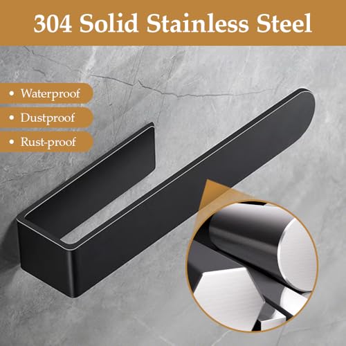 Hand Towel Holder, Self Adhesive Hand Towel Bar，Stainless Steel Bathroom Towel Racks Stick on Wall, Black - size: 14.5 Inch