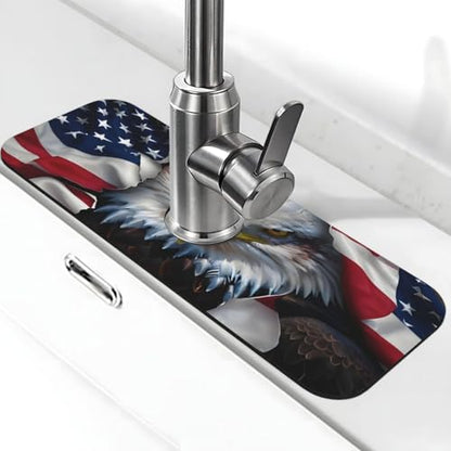 American Eagle Flag Kitchen sink faucet pad, strong water absorption, anti slip, easy to clean, very suitable for splash and drip prevention, suitable for kitchens and bathrooms - color: American Eagle Flag