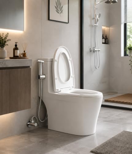 Multifunctional 304 Stainless Steel Bidet Sprayer for Toilet- Bathroom Handheld Bidet Jet Water Sprayer for Feminine Wash, Cloth Diaper with Hose and Toilet Mount - Muslim Shower - All-in-One!
