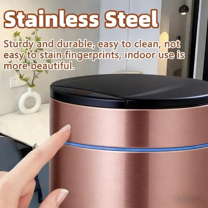 Smart Trash Can, Sensor Opening and Closing (1, Rose Gold) | Automatic Trash Can for Living Room, Bedroom, Kitchen and Bathroom - color: Pink
