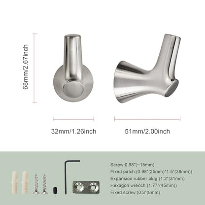 AVICCI 5 Pack Towel Hooks Brushed Nickel Coat Hooks, Zinc Alloy Heavy Duty Bathroom Hooks Wall Mounted for Robes & Towels Hand Towel Hook Holder Kitchen, Bathroom Accessories - color: Brushed Nickel
