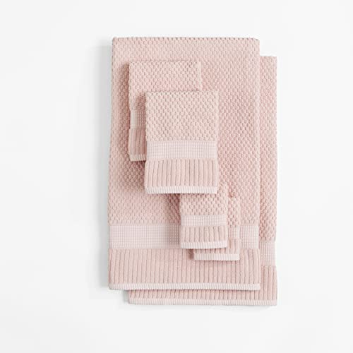 NY Loft 100% Cotton 6-Piece Bath Towel Set | Pink | Oeko-TEX | Quick-Dry | 30" x 52" Bath Towels | 16" x 28" Hand Towels | 12" x 12" Washcloths | Super Absorbent | Designer-Styled Texture - color: Light Pink, size: 6 Piece Set
