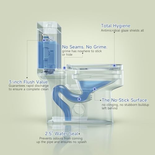 Compact One Piece Toilet with Soft-close Seat Lid, Power Dual Flush 1.2/1.85 GPF, Modern Standard White Toilet Bowl, Smart Toilet For Bathroom, 12'' Rough-in - style: BH-22